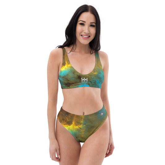 EHM Nebula Blue Yellow Recycled high-waisted bikini