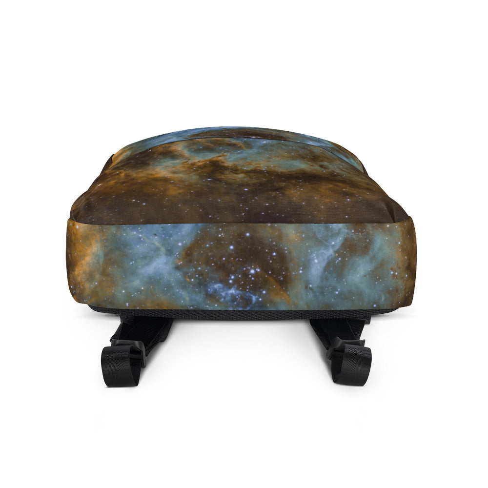 Backpack with front Pocket SPACE Brown Blue Nebula