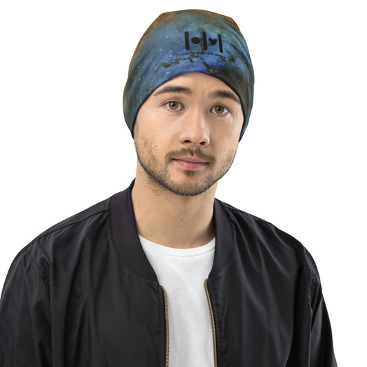 All-Over Print Beanie - Space Black Blue Nebula