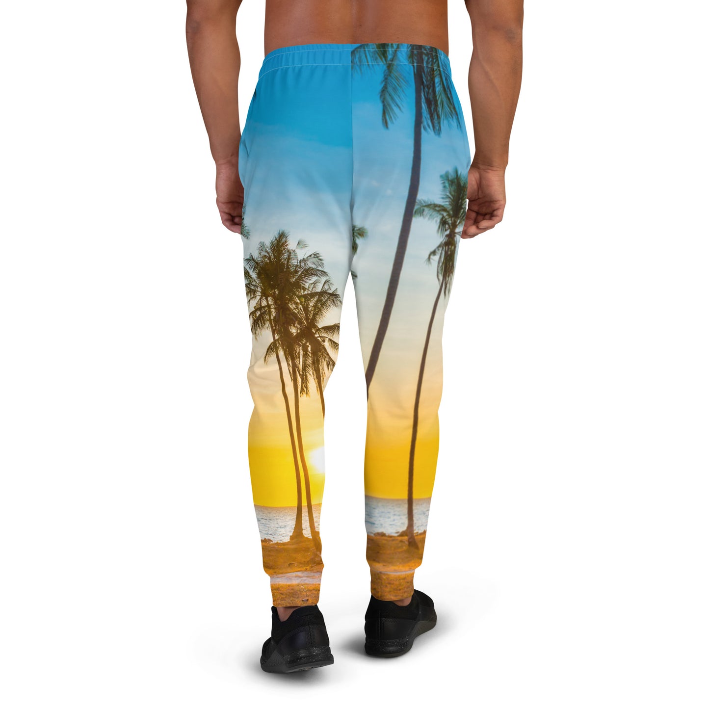 Men's Joggers - Sunset Palm Trees Blue Yellow
