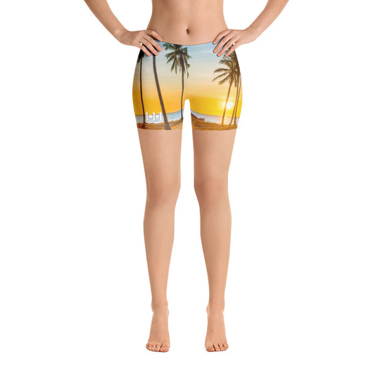 Bike Shorts - Yellow Blue Palms