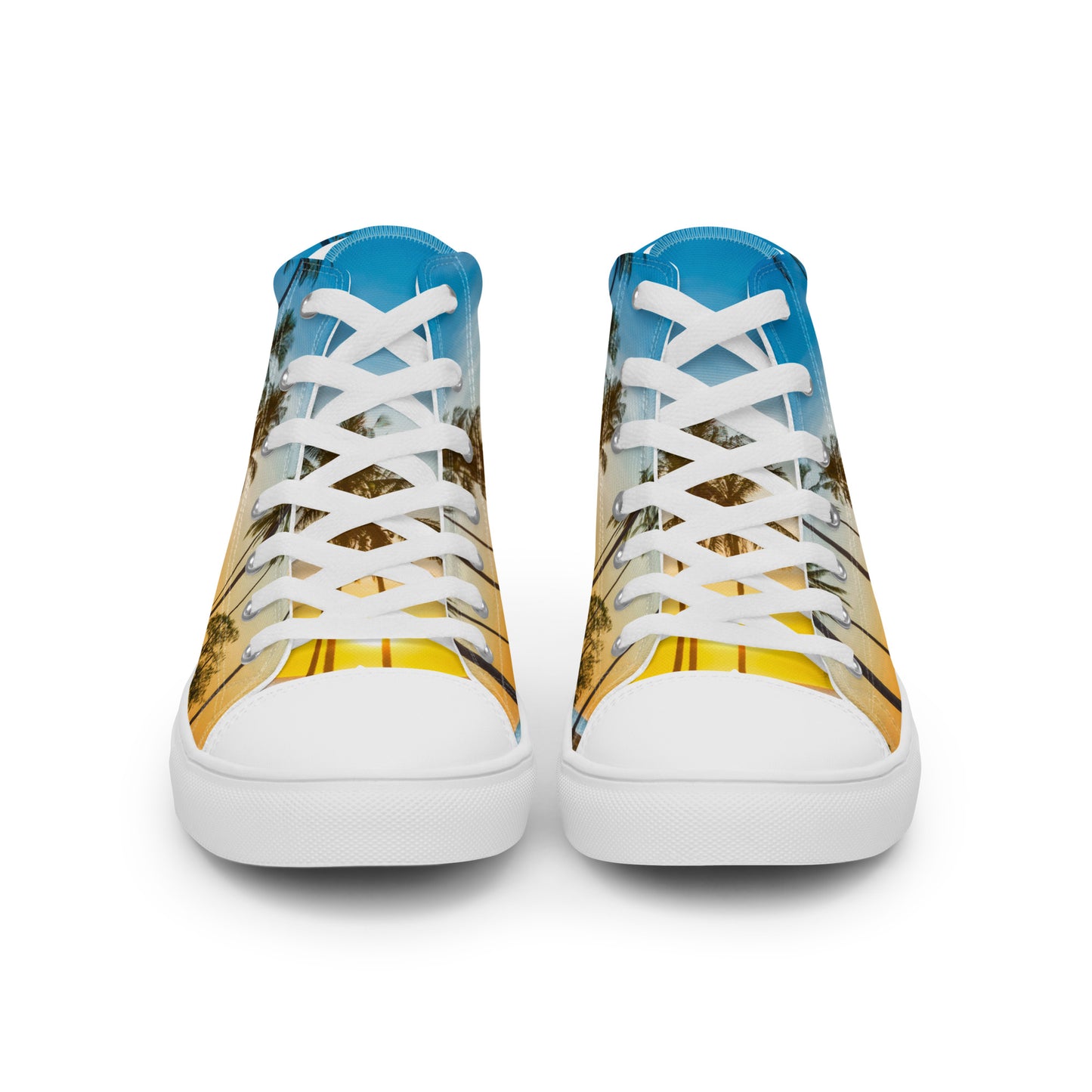 EHM Women’s high top canvas shoes - Palms Blue Yellow