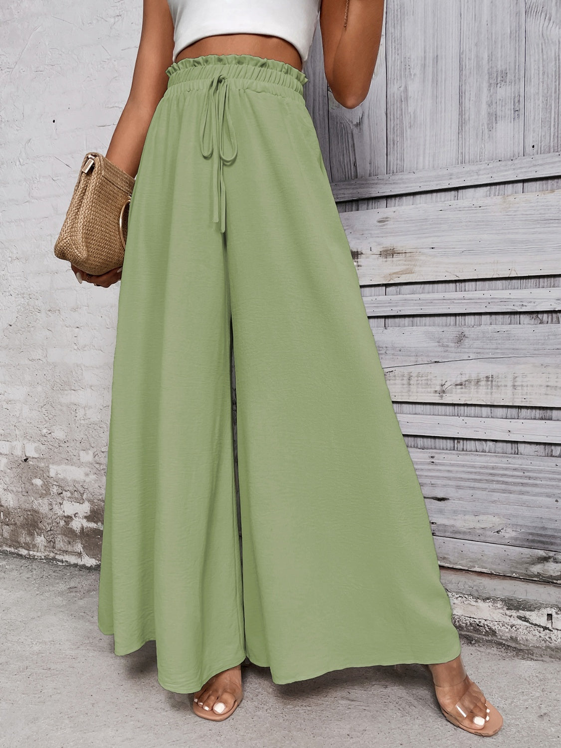 Honey Tied High Waist Wide Leg Pants