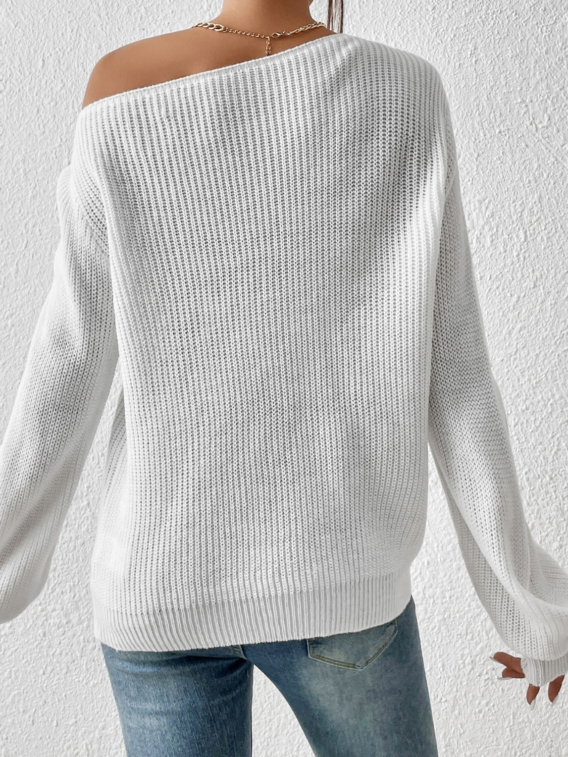 Honey Single Shoulder Long Sleeve Sweater