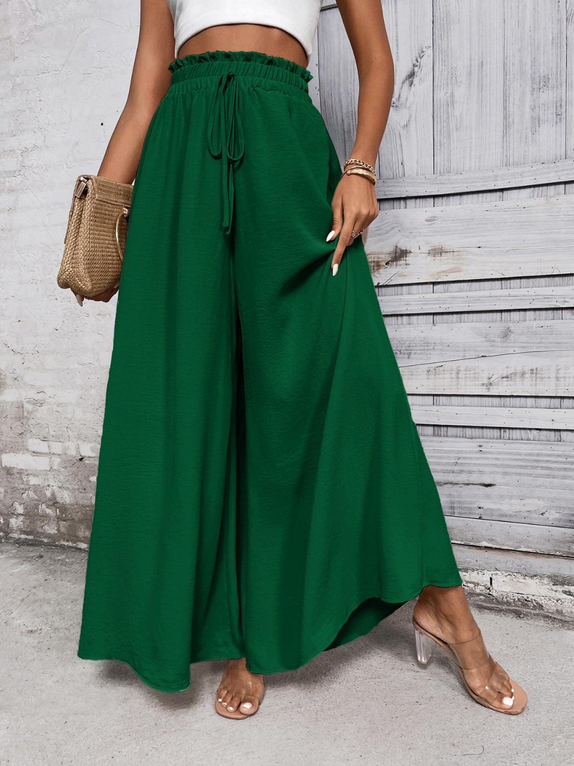 Honey Tied High Waist Wide Leg Pants