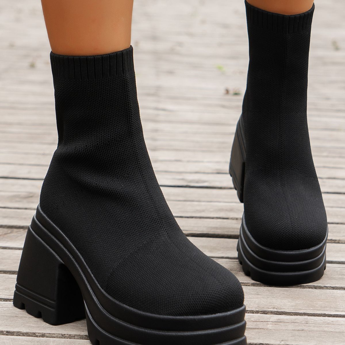 Round Toe Block Heel Boots