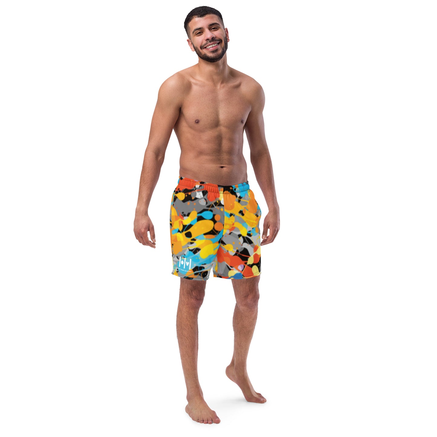 Multi Splatter Print Recycled Swim Trunks