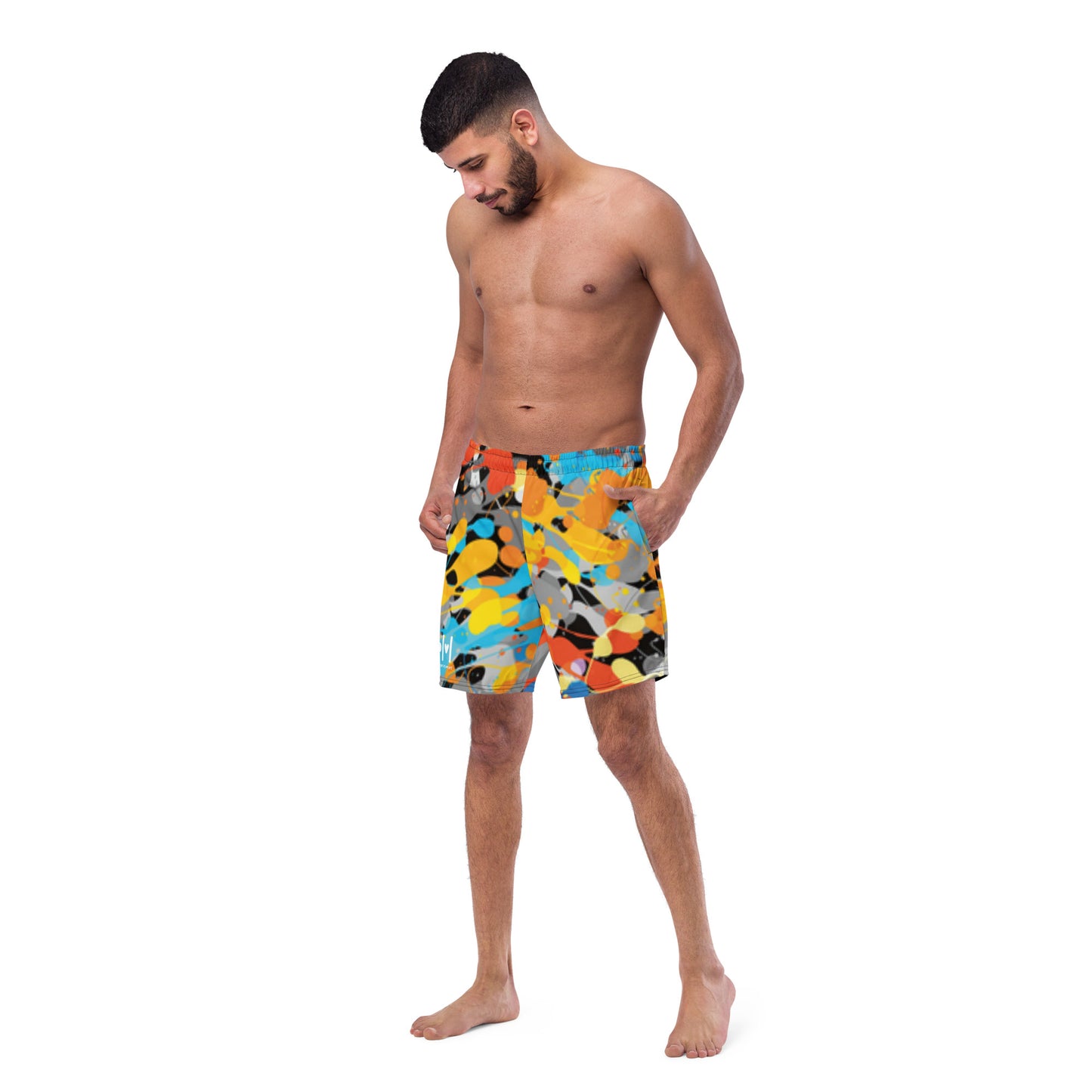 Multi Splatter Print Recycled Swim Trunks