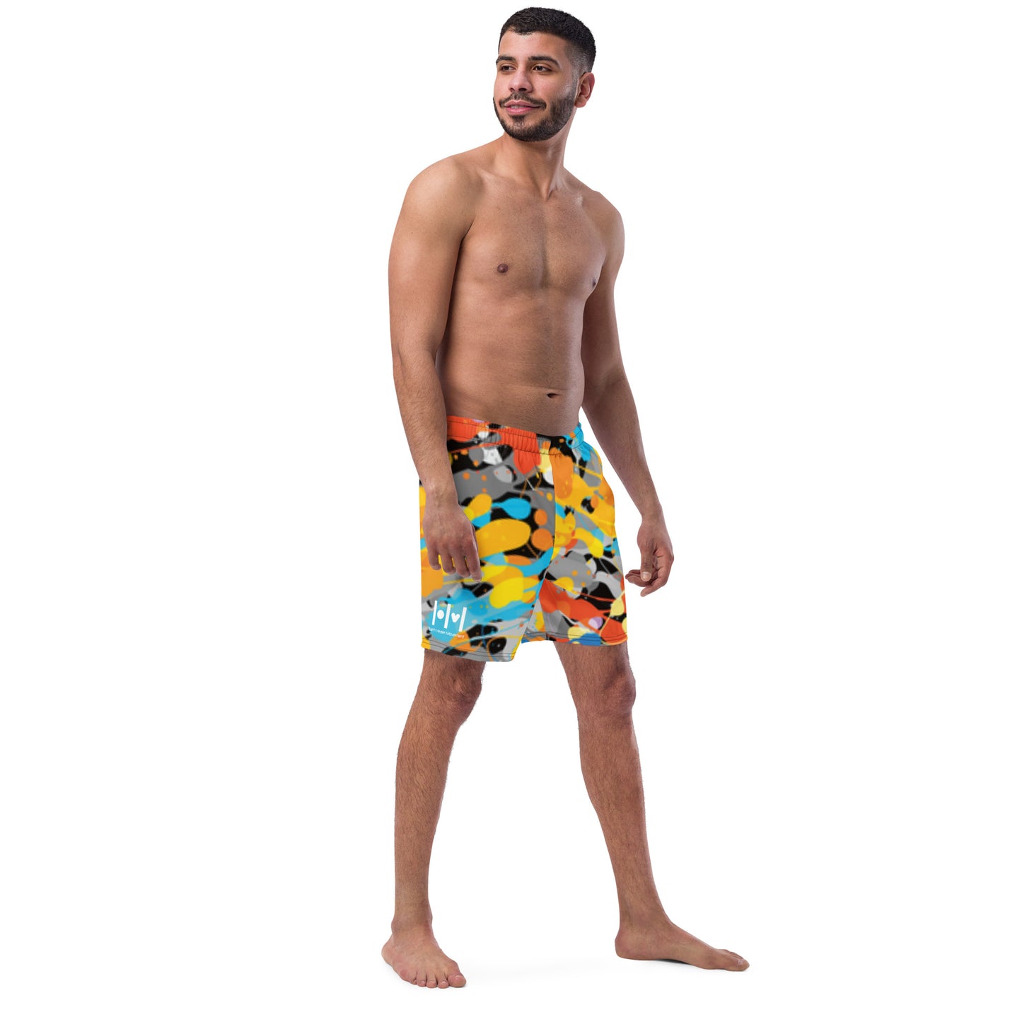 Multi Splatter Print Recycled Swim Trunks