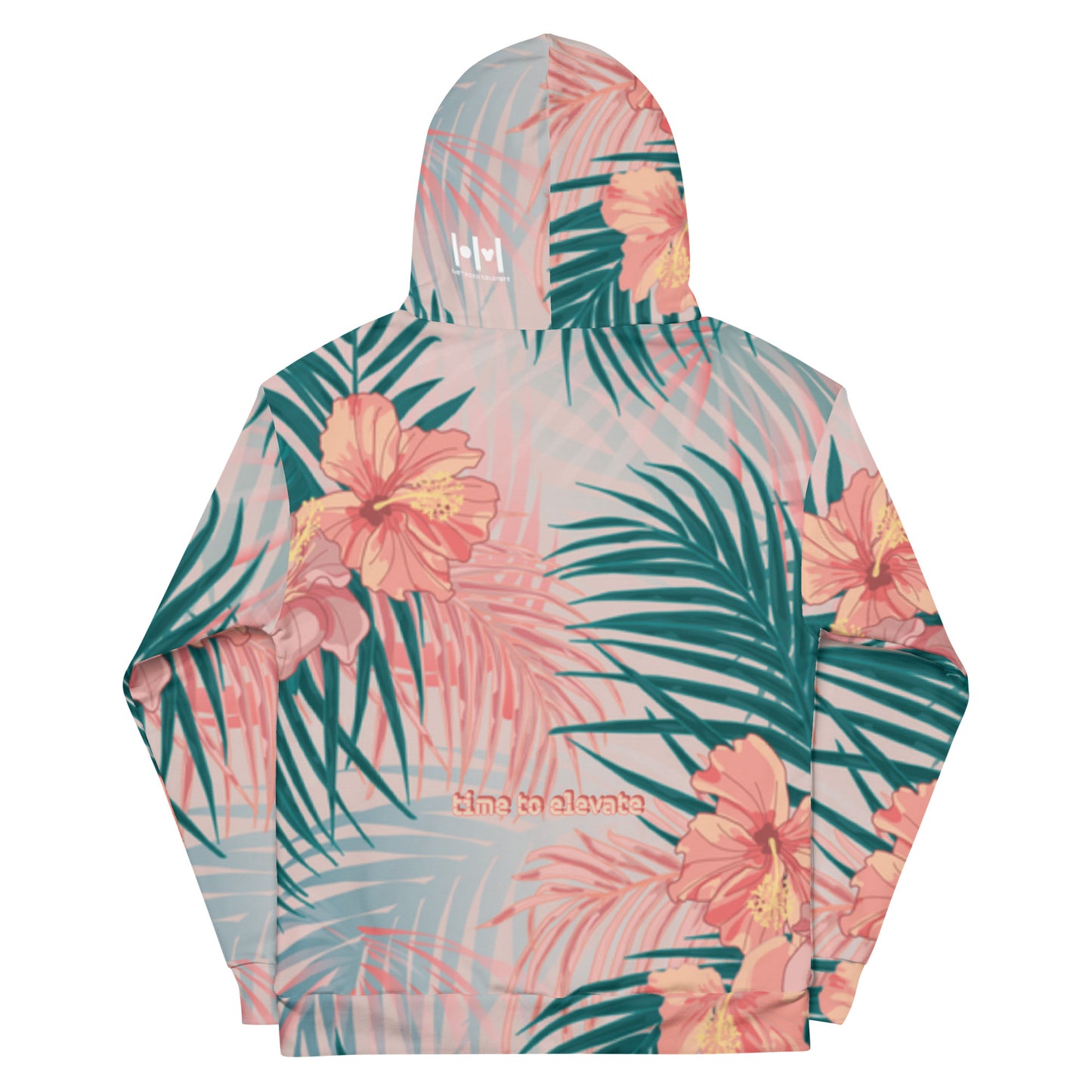 EHM Unisex Hoodie PEACH TEAL TAN TROPICAL PRINT