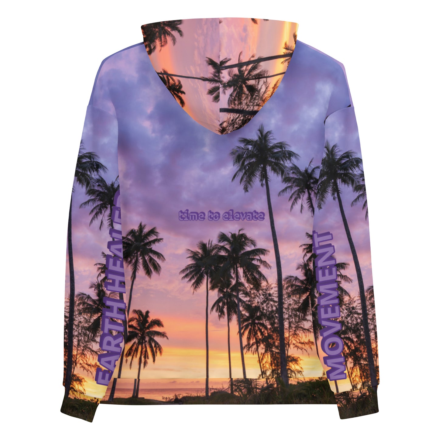 EHM Unisex Hoodie Tropical Sunset Purple Black Palm Trees