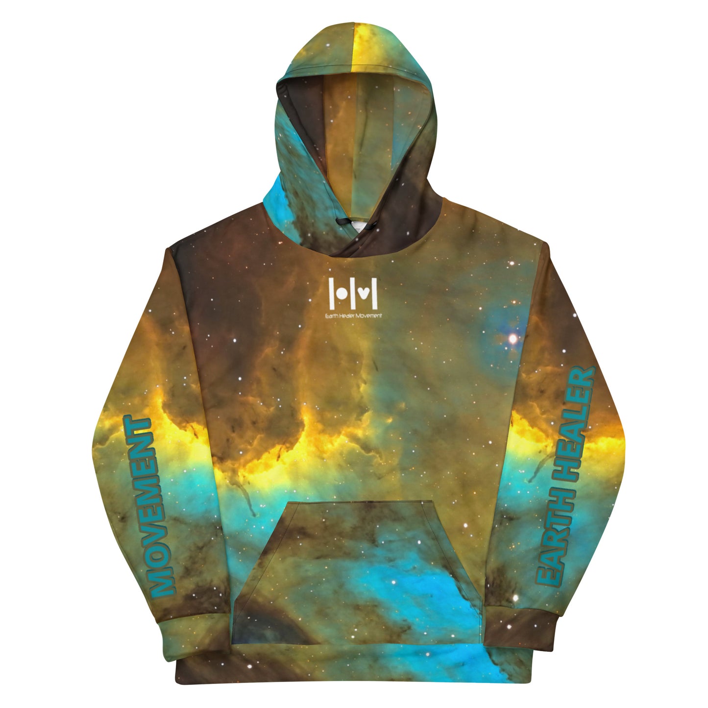 EHM Unisex Hoodie SPACE NEBULA Blue Yellow