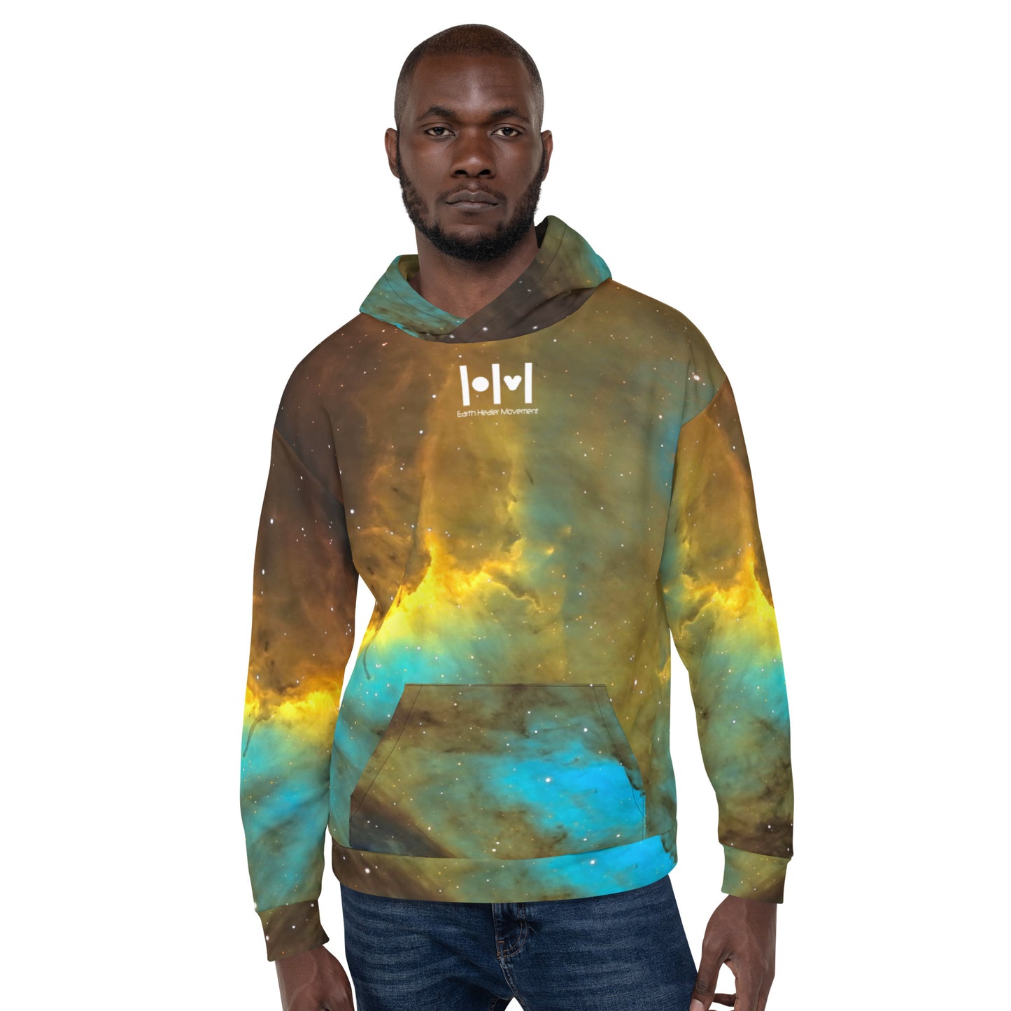 EHM Unisex Hoodie SPACE NEBULA Blue Yellow