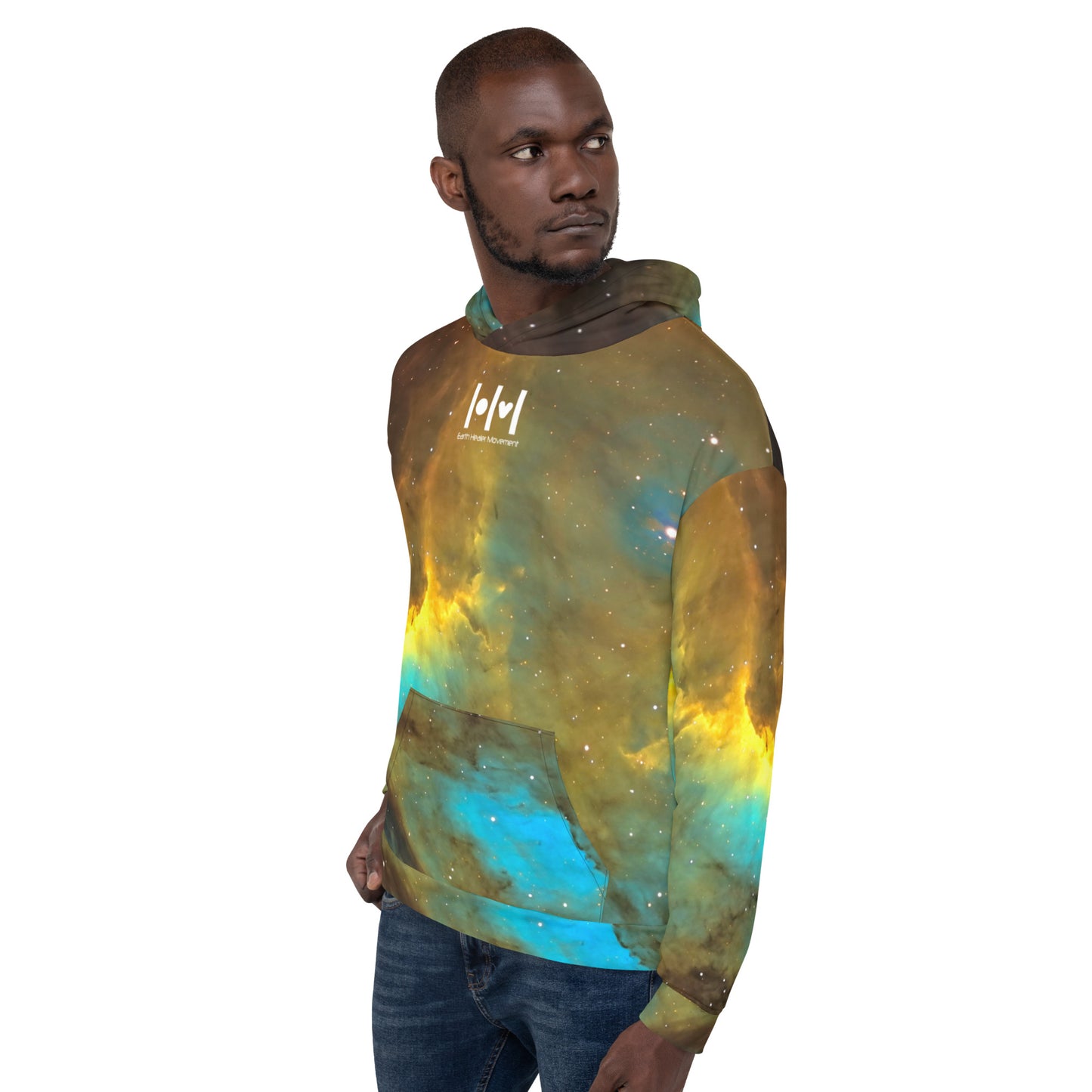 EHM Unisex Hoodie SPACE NEBULA Blue Yellow