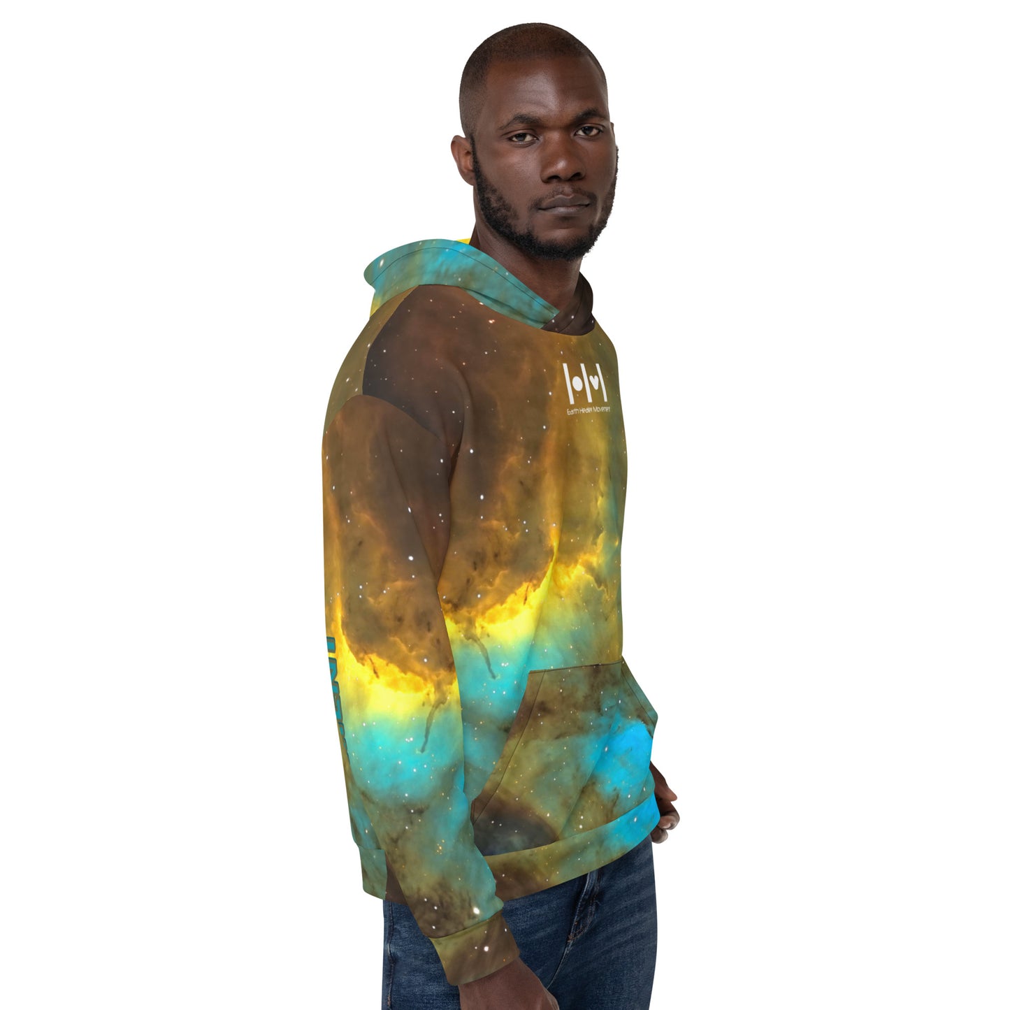 EHM Unisex Hoodie SPACE NEBULA Blue Yellow