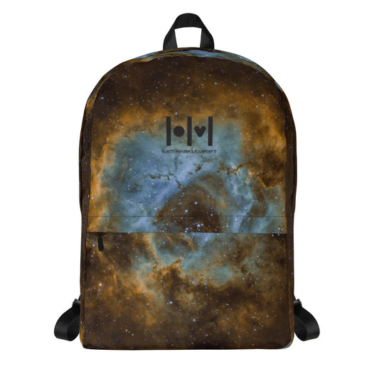Backpack with front Pocket SPACE Brown Blue Nebula
