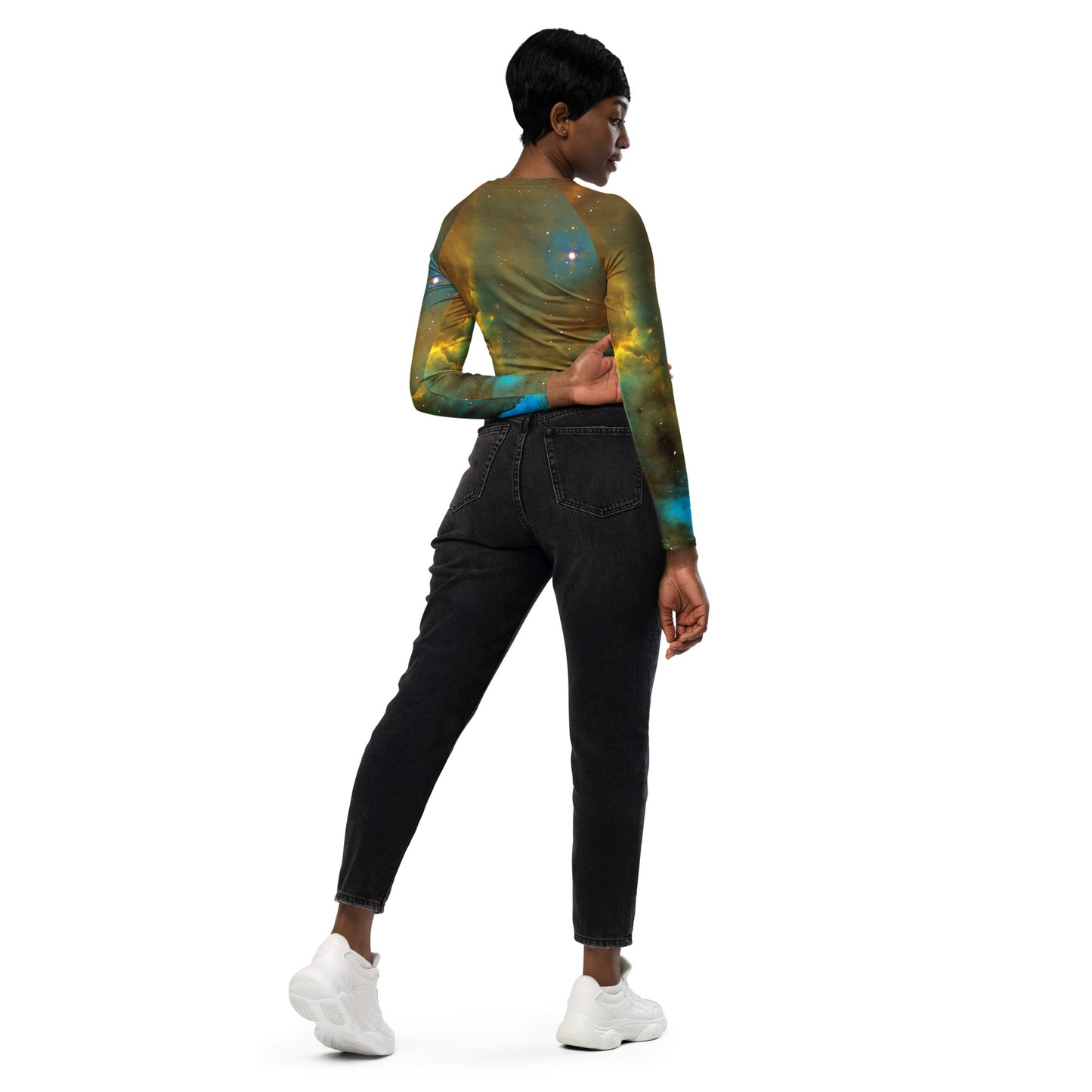 Recycled long-sleeve crop top