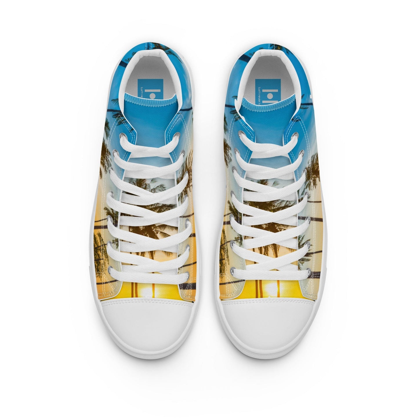 EHM Women’s high top canvas shoes - Palms Blue Yellow