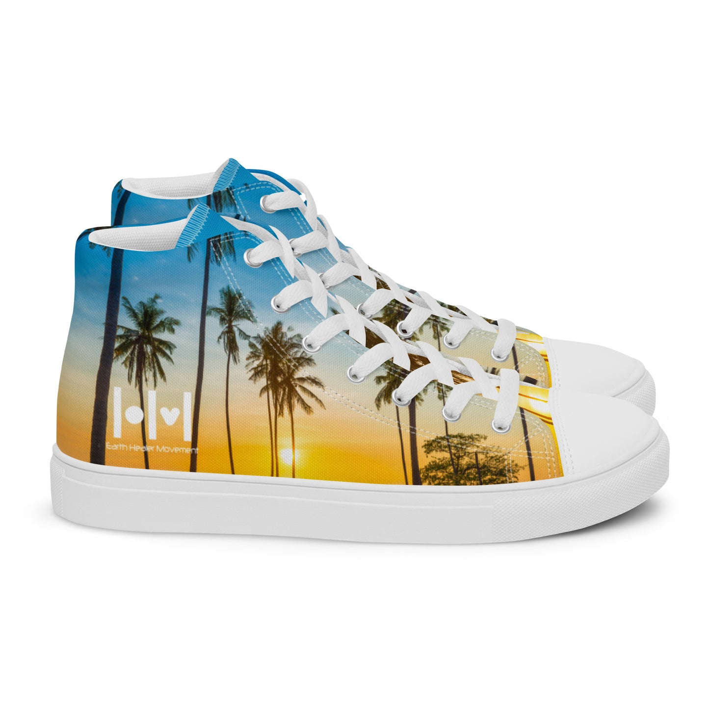 EHM Women’s high top canvas shoes - Palms Blue Yellow